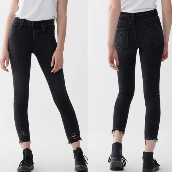 Agolde Denim - AGOLDE | Sophie Mid Rise Skinny Distressed Cropped Jeans